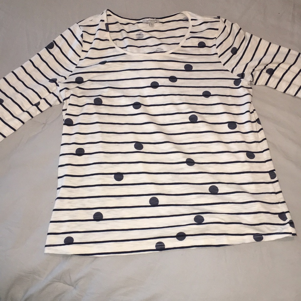 Longlseeve striped polka dot navy T-shirt XL